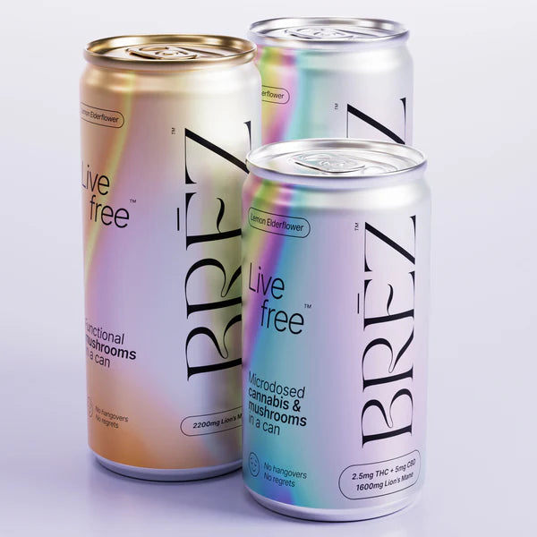 BREZ Lemon Elderflower 7.5oz | 2.5MG THC, 5MG CBD, 25MG Lion's Mane (1600mg Fruiting Bodies) - 21 and over only