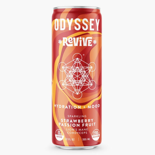 Odyssey Elixir Strawberry Passion Fruit Revive Sparkling Mushroom Hydration